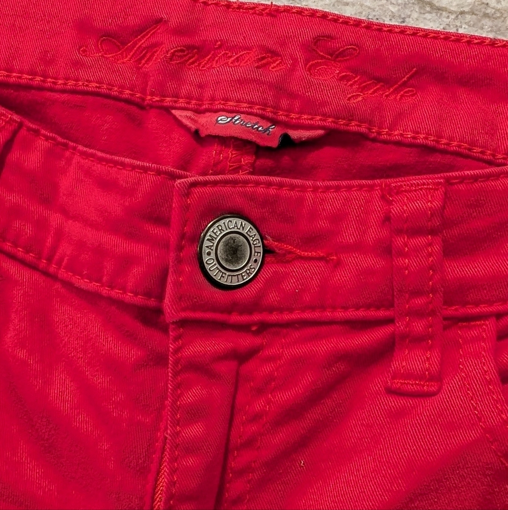 American Eagle Outfitters Bright Red Jeans Size 6 Skinny Heels or Boots Mob Wife